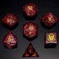 Dragon's Hoard Gemstone Polyhedral Dice Set-Crystal& Red Two Tone Colored Glaze