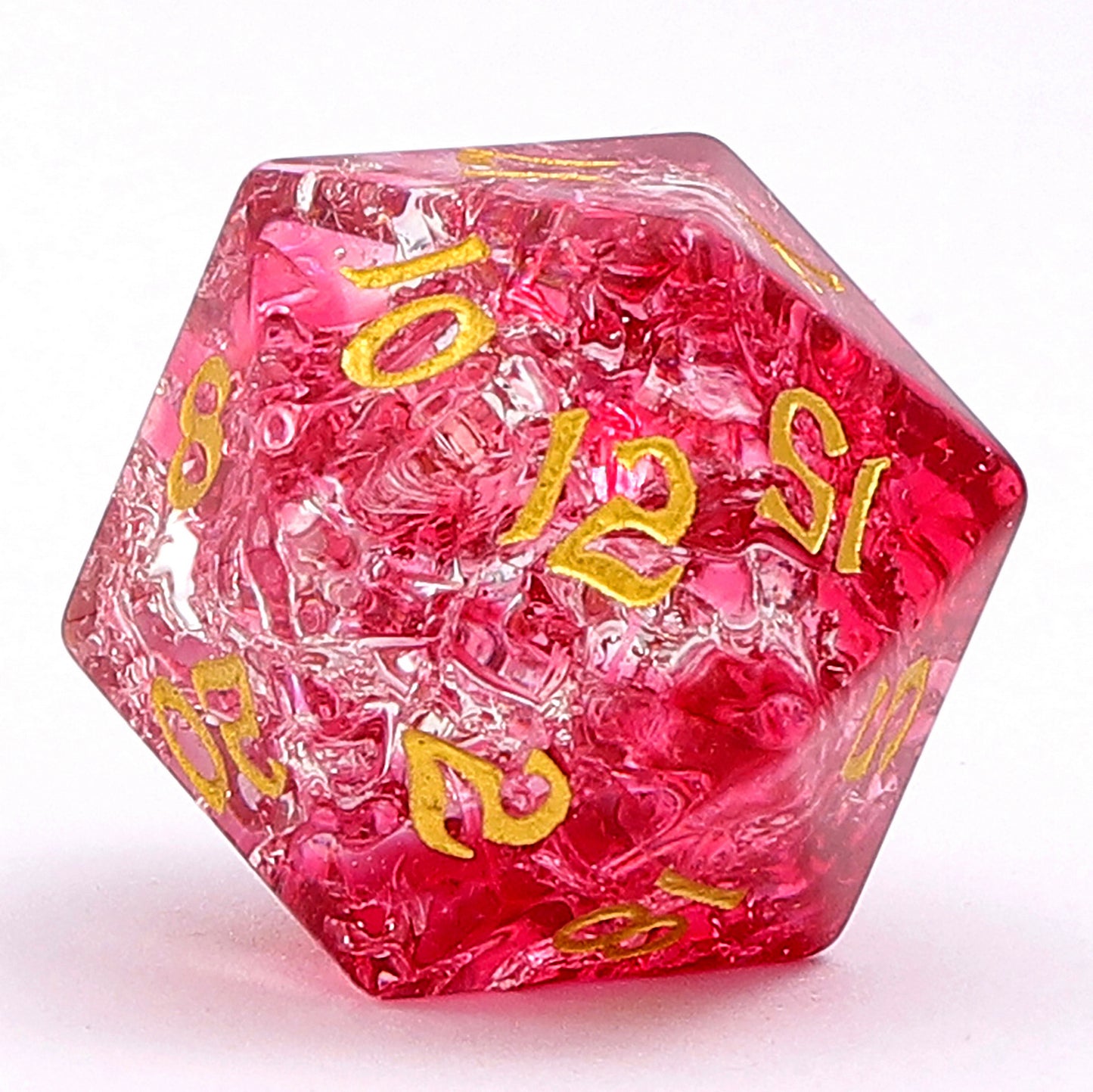 Dragon's Hoard Gemstone Polyhedral Dice Set-Crystal& Red Two Tone Colored Glaze