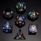 Dragon's Hoard Gemstone Polyhedral Dice Set-Blasted Rainbow Colored Glaze