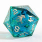 Captured Magic Handmade Sharp Edge Resin Dice-Teal