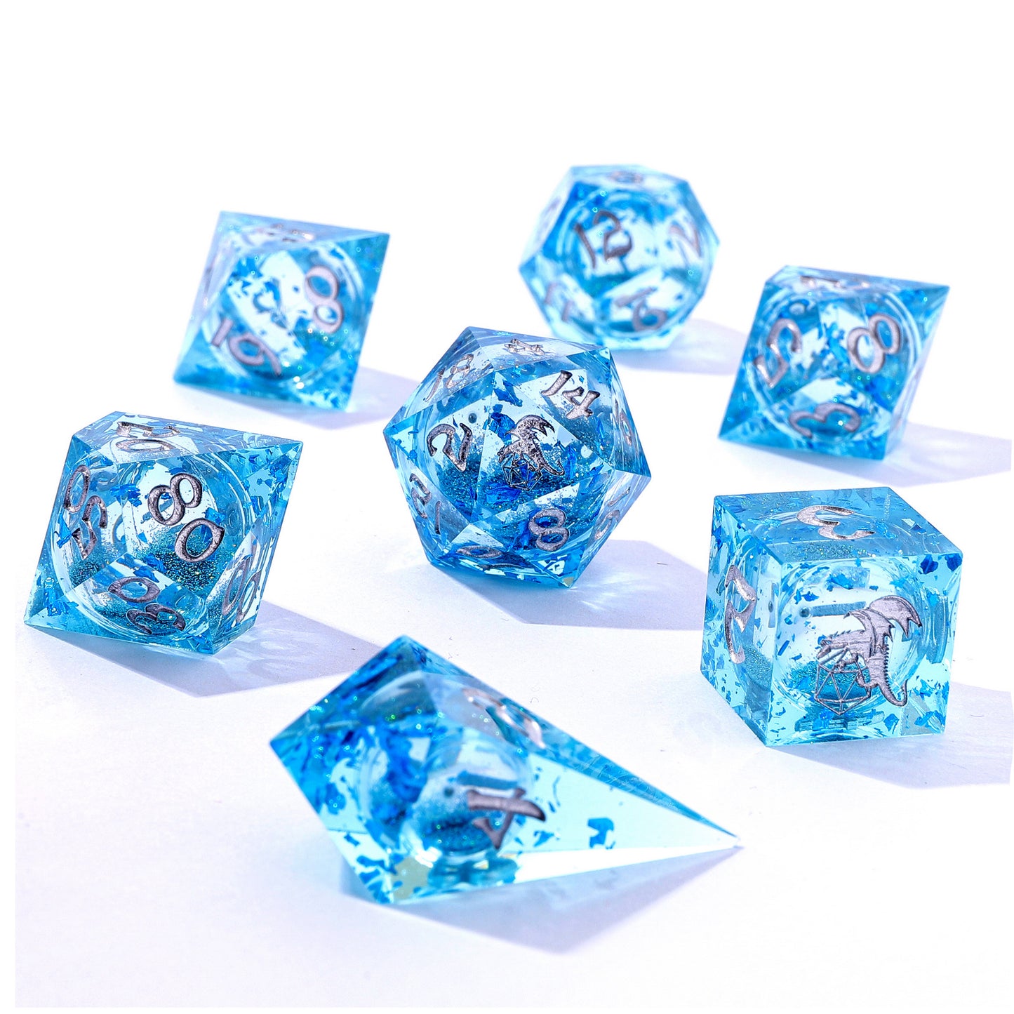 Sharp Edge Liquid Core RPG Dice Set - Aqua