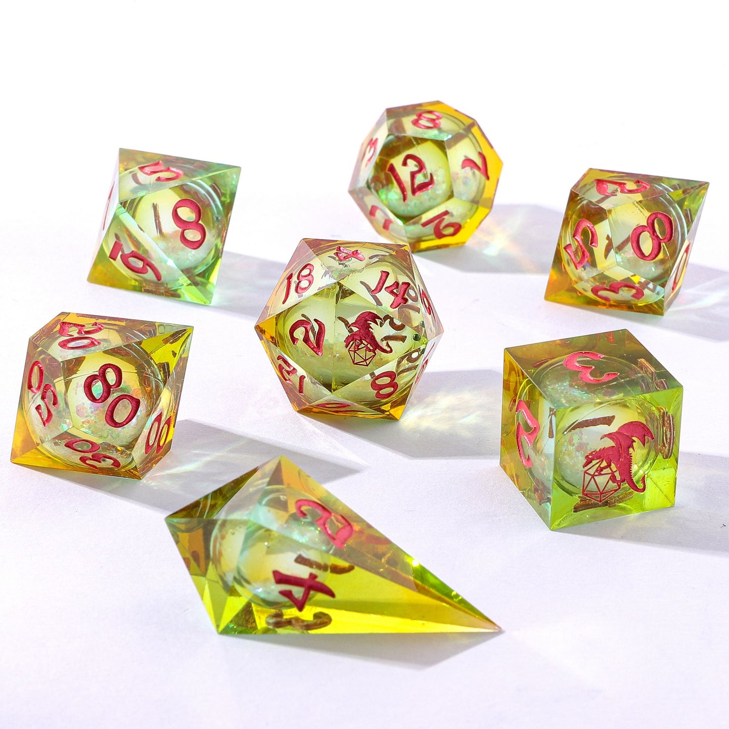 Sharp Edge Liquid Core RPG Dice Set -Mystic Meadow