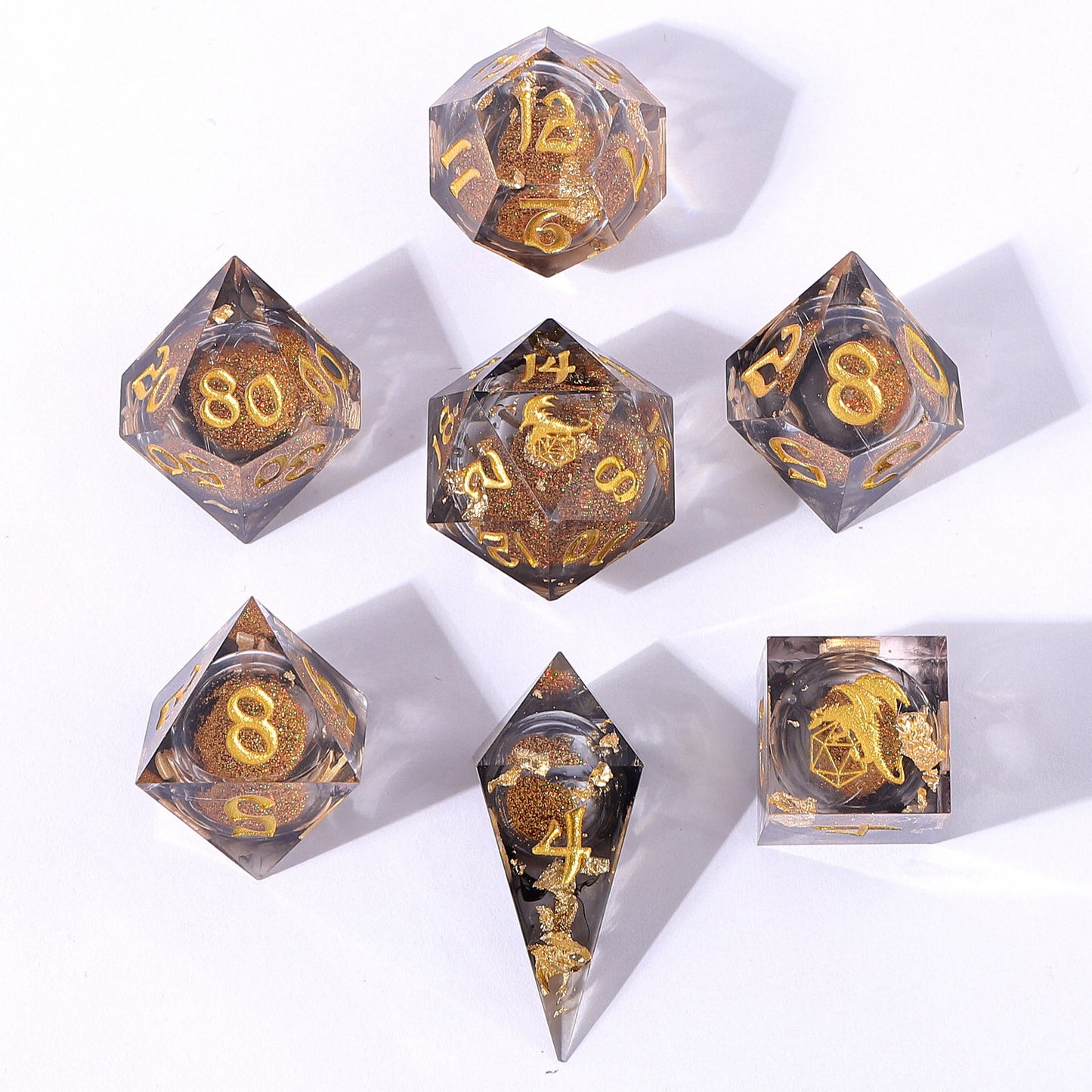 Sharp Edge Liquid Core RPG Dice Set -Oil Money