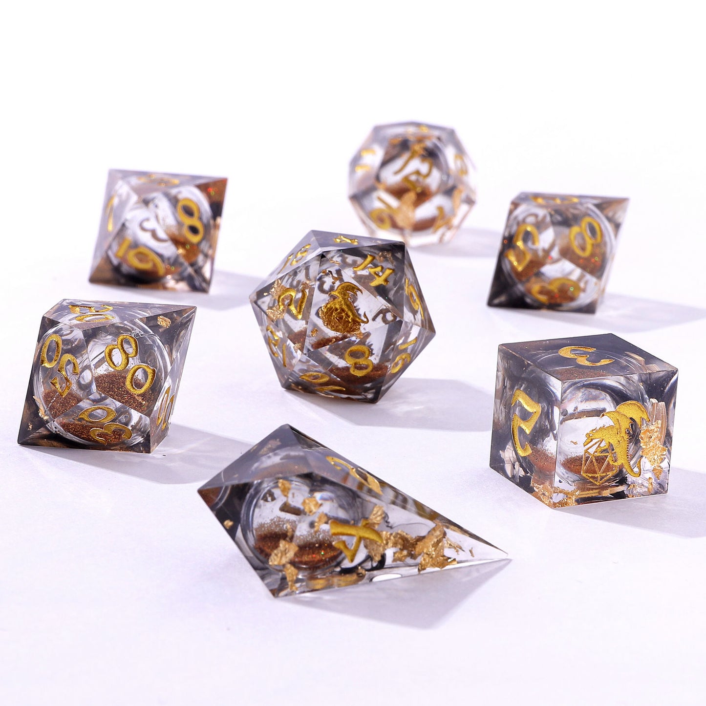 Sharp Edge Liquid Core RPG Dice Set -Oil Money