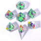 Sharp Edge Liquid Core RPG Dice Set Glow In The Dark-Ethereal Fields