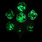 Sharp Edge Liquid Core RPG Dice Set Glow In The Dark-Ethereal Fields