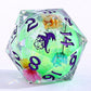 Sharp Edge Liquid Core RPG Dice Set Glow In The Dark-Ethereal Fields