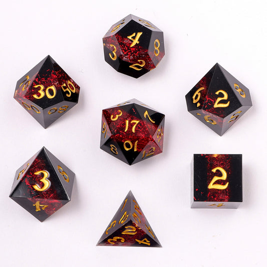 Captured Magic Sharp Edge Resin Dice Set-Mana Path Red