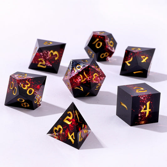 Captured Magic Sharp Edge Resin Dice Set-Mana Path Red