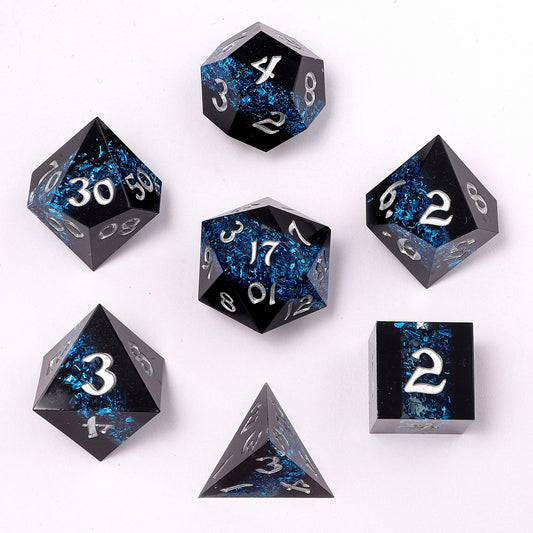 Captured Magic Sharp Edge Resin Dice Set-Mana Path Blue