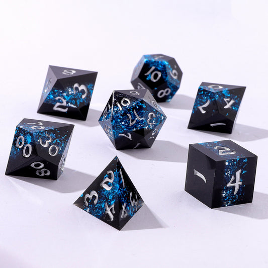 Captured Magic Sharp Edge Resin Dice Set-Mana Path Blue