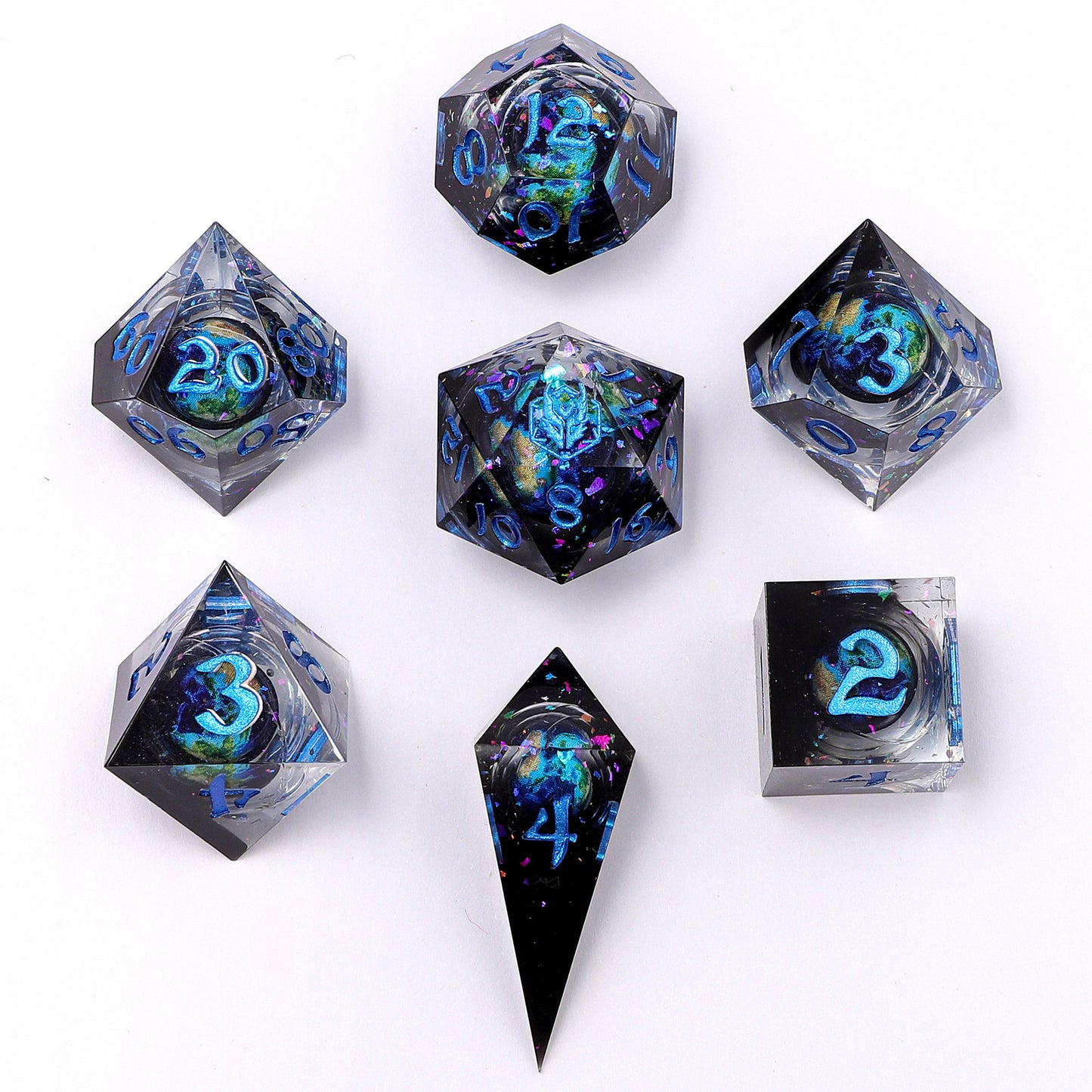 Sharp Edge Liquid Core RPG Dice Set -Alt Earth