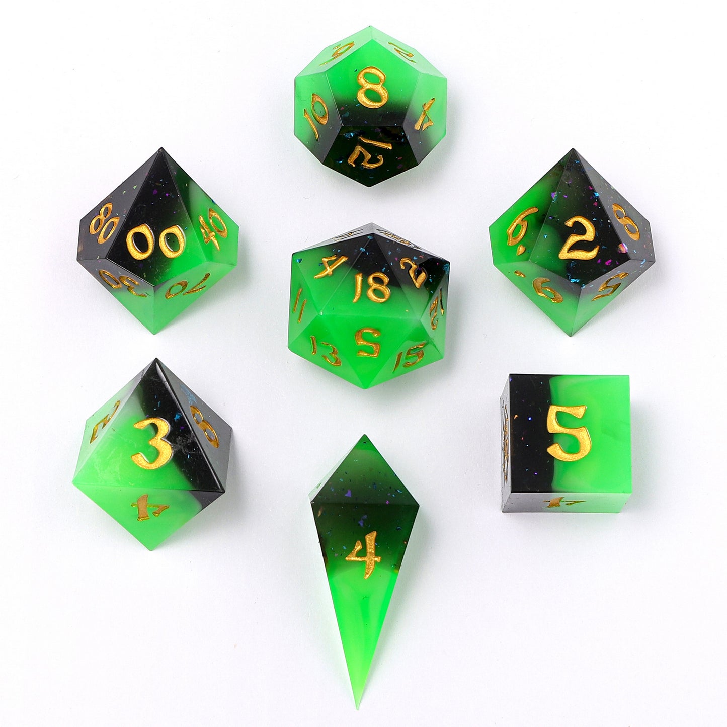 Captured Magic Sharp Edge Resin Dice Set-Swamp Treasure