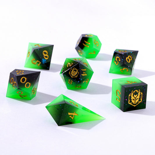 Captured Magic Sharp Edge Resin Dice Set-Swamp Treasure