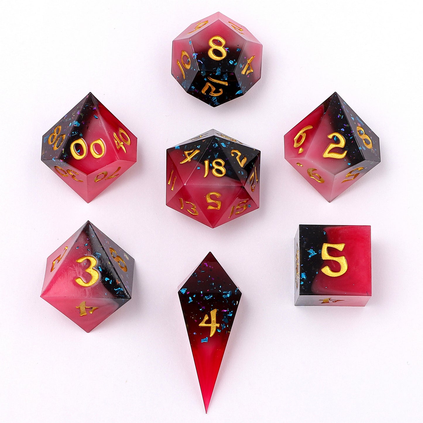 Captured Magic Sharp Edge Resin Dice Set-Magma Dip