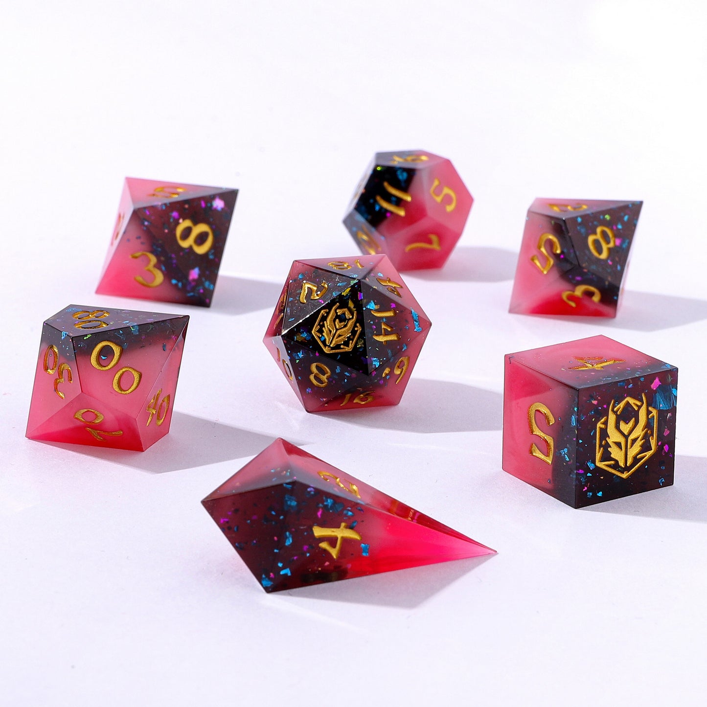 Captured Magic Sharp Edge Resin Dice Set-Magma Dip