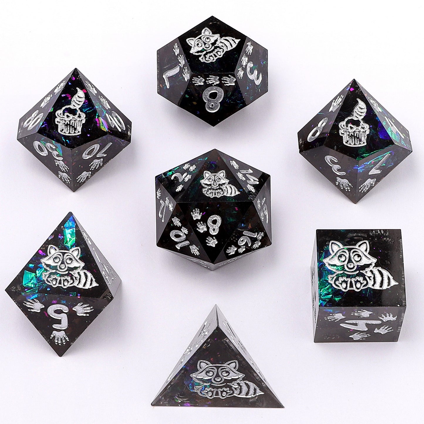 Captured Magic Sharp Edge Resin Dice Set-Raccoon's Reward