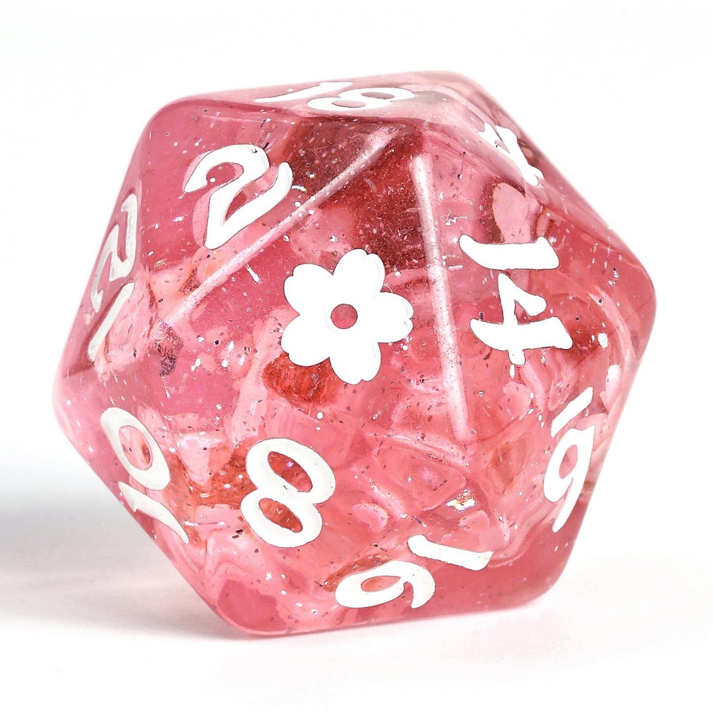 Sakura Blossom Resin Polyhedral Dice Set-White Ink