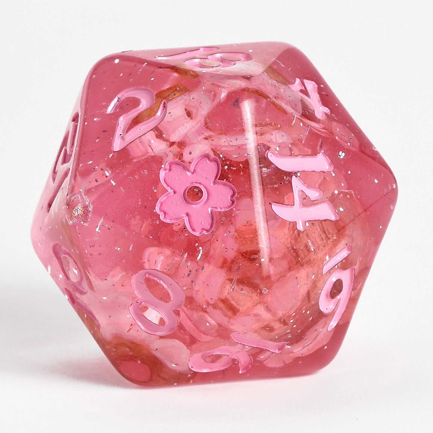 Sakura Blossom Resin Polyhedral Dice Set-Pink Ink