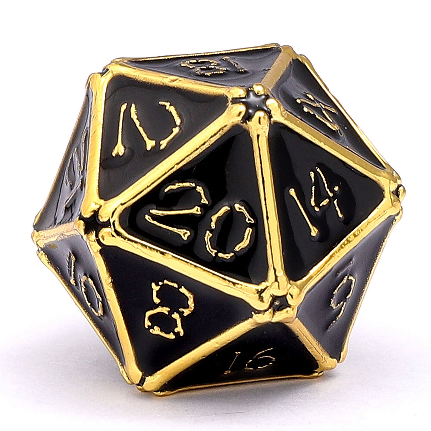 Gold with Black enamel Bone Collector Solid Metal Dice Set