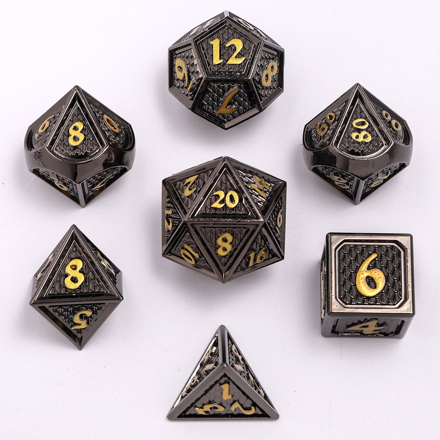 Behemoth Gunmetal w/Gold Solid Metal Dice Set