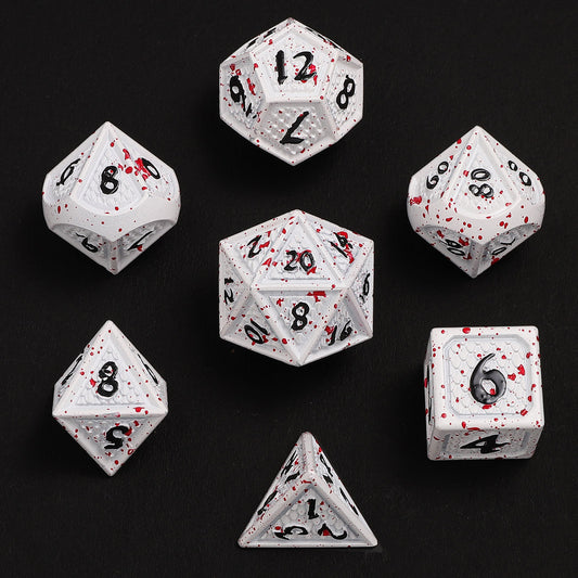 Behemoth Matt White w/Blood Spitters Solid Metal Dice Set