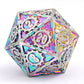 Gears of Fate Solid Metal Dice Set-Brushed Rainbow