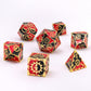 Gears of Fate Solid Metal Dice Set-Gold w/Red&Black