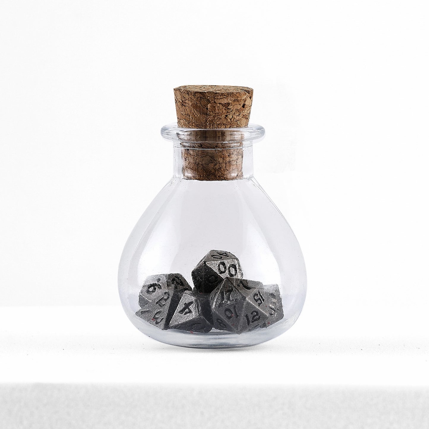 Unseeli Tiny Dice Set in Potion Bottle-Ancient Silver