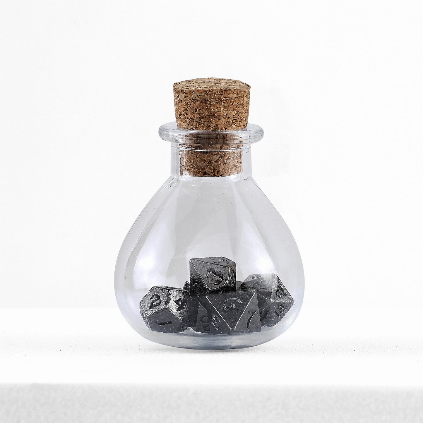 Unseeli Tiny Dice Set in Potion Bottle-Gunmetal