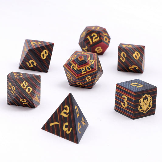 Dragon's Hoard 7 Piece RPG Wooden Dice Set-Rainbow Wood