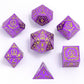 Wizard Solid Metal Polyhedral Dice Set -Purple w/Gold