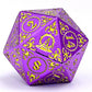 Wizard Solid Metal Polyhedral Dice Set -Purple w/Gold