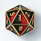 Behemoth 45mm Solid Metal D20 Spin Down -Gold w/Red&Black