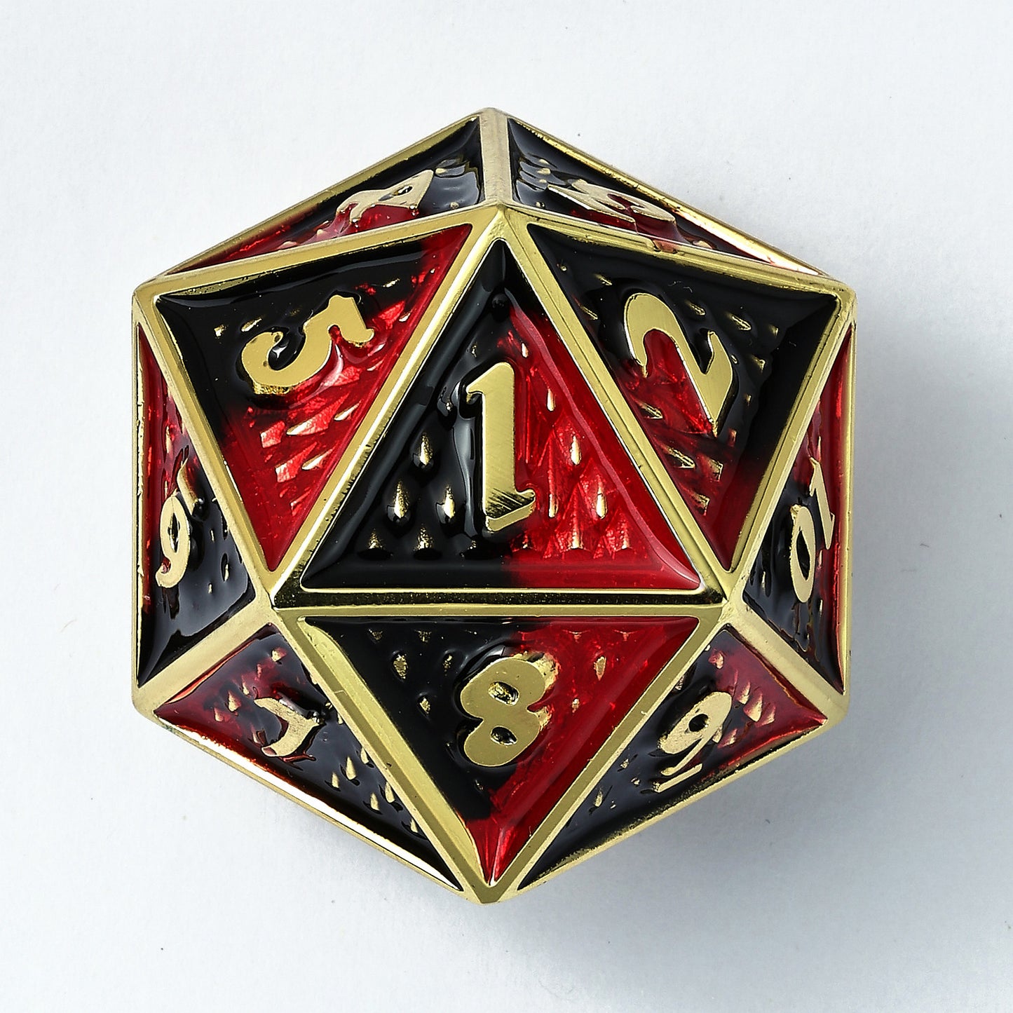 Behemoth 45mm Solid Metal D20 Spin Down -Gold w/Red&Black