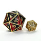 Behemoth 45mm Solid Metal D20 Spin Down -Gold w/Red&Black