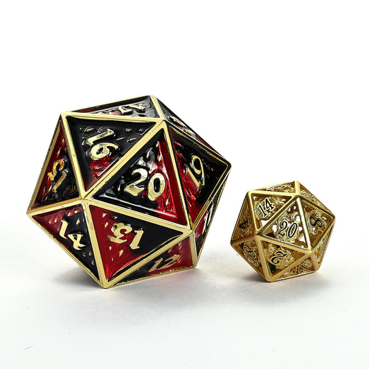 Behemoth 45mm Solid Metal D20 Spin Down -Gold w/Red&Black