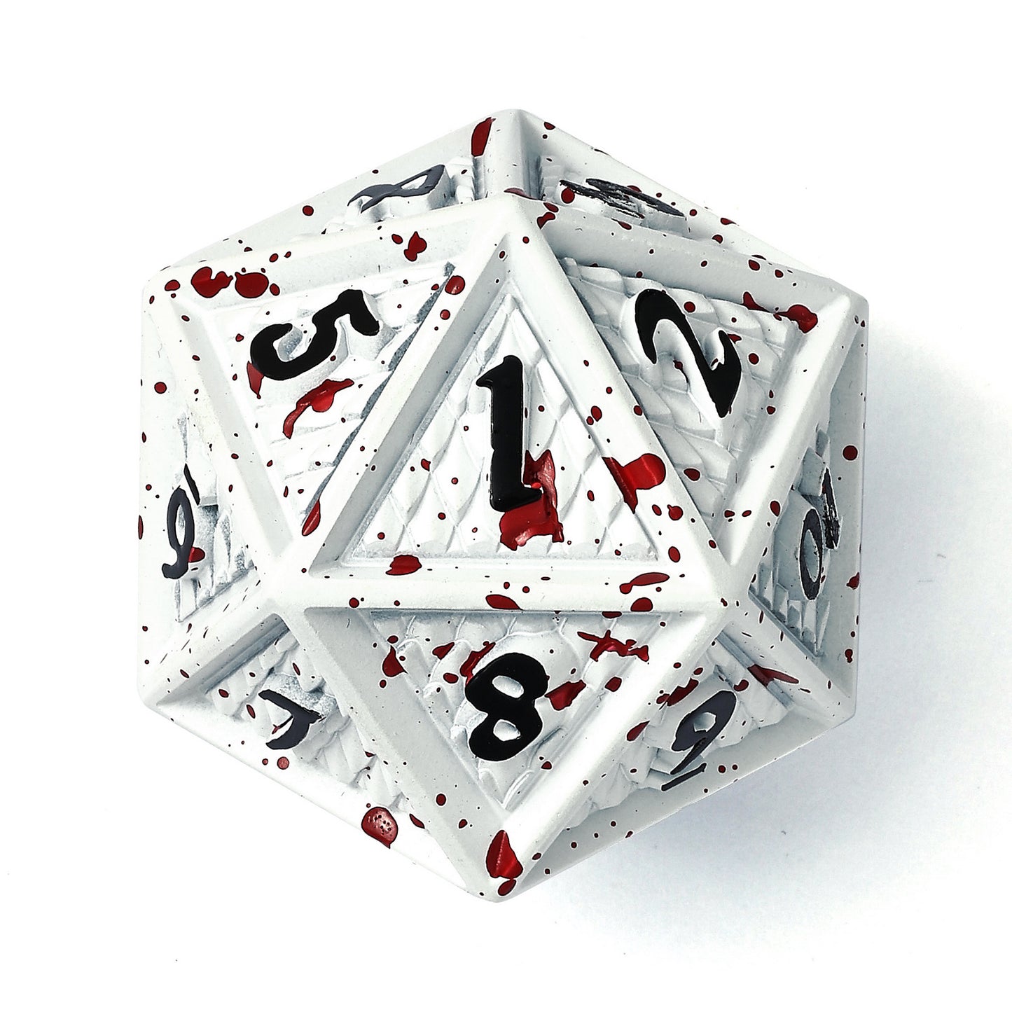 Behemoth 45mm Solid Metal D20 Spin Down -Matt White w/Blood Red