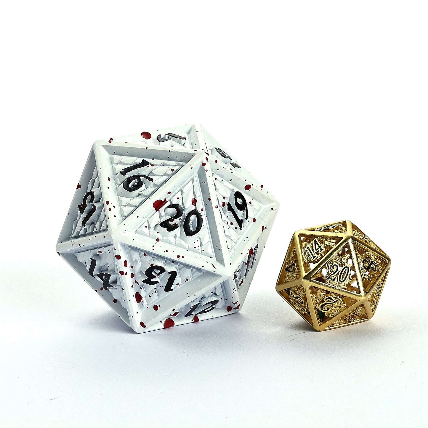 Behemoth 45mm Solid Metal D20 Spin Down -Matt White w/Blood Red