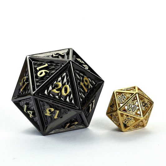 Behemoth 45mm Solid Metal D20 Spin Down -Gunmetal w/Gold