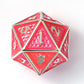 Behemoth 45mm Solid Metal D20 Spin Down -Silver w/Fluorescent Pink