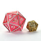 Behemoth 45mm Solid Metal D20 Spin Down -Silver w/Fluorescent Pink