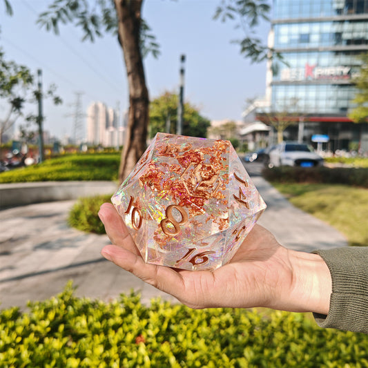 Captured Magic 100mm Chonk D20 - Opal w/Copper