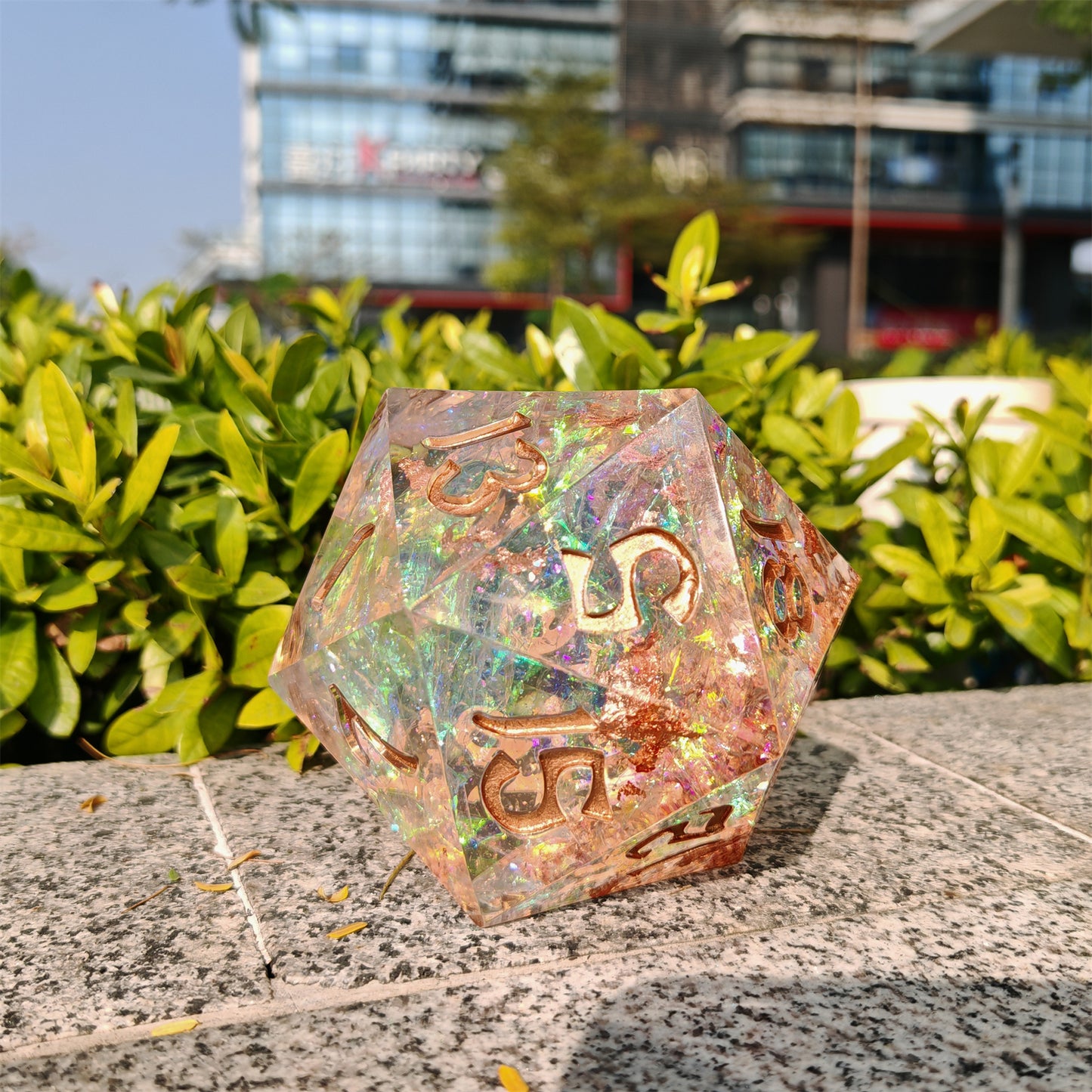 Captured Magic 100mm Chonk D20 - Opal w/Copper