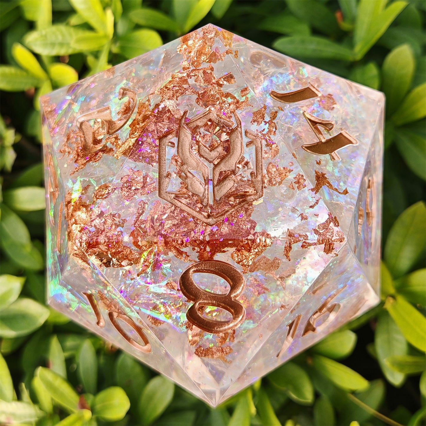 Captured Magic 100mm Chonk D20 - Opal w/Copper