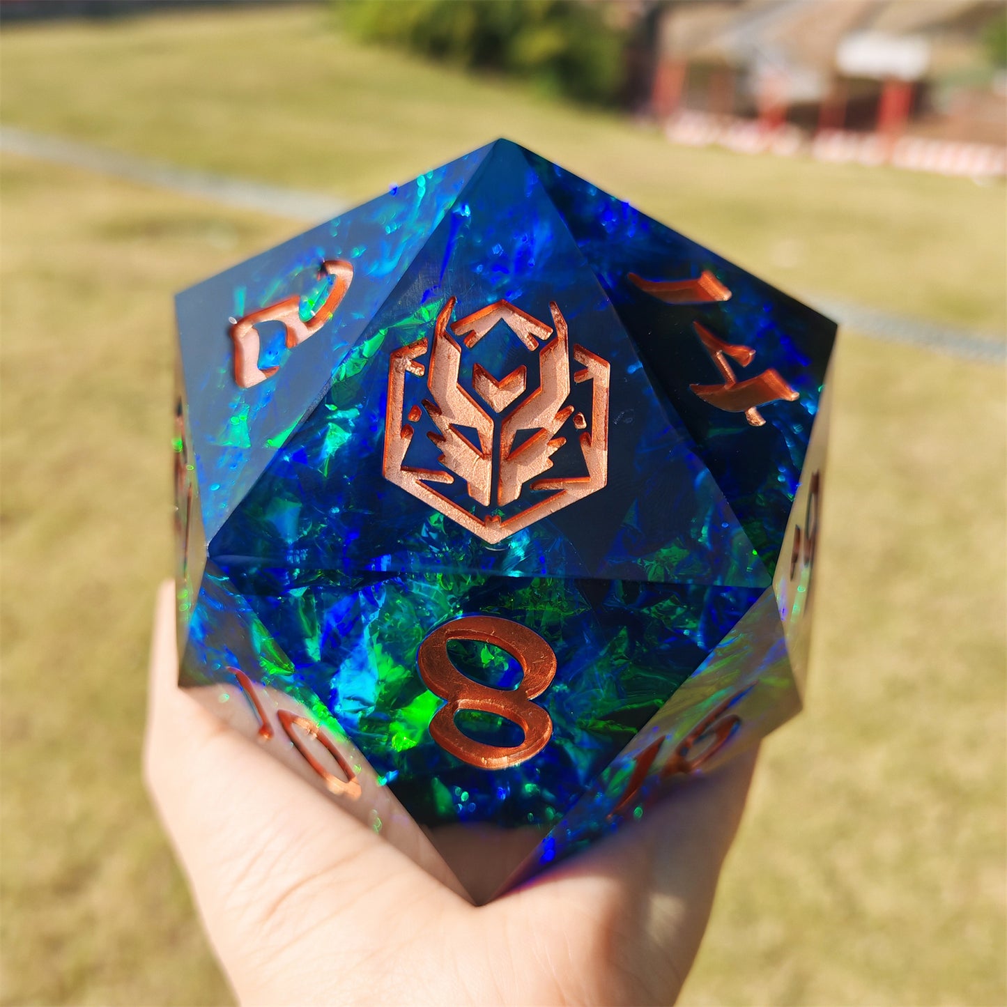 Captured Magic 100mm Chonk D20 - Red & Blue