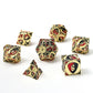 Fighter Solid Metal Polyhedral Dice Set-Gold w/Red&Black