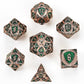 Fighter Solid Metal Polyhedral Dice Set-Copper w/Green