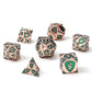 Fighter Solid Metal Polyhedral Dice Set-Copper w/Green