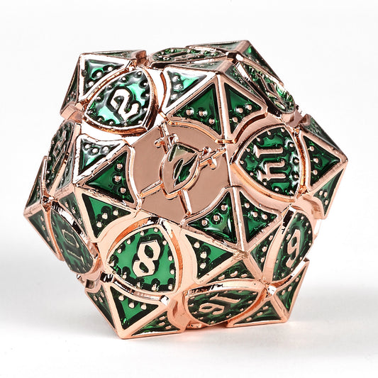 Fighter Solid Metal Polyhedral Dice Set-Copper w/Green